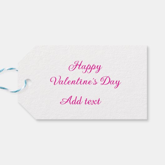 Happy Valentine's day pink text name message Cadeaulabel (Achterkant Horizontaal)