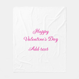 Happy Valentine's day pink text name message Fleece Deken