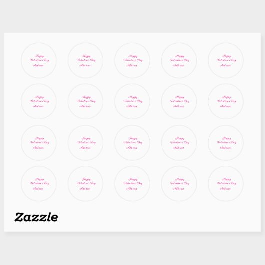 Happy Valentine's day pink text name message Ronde Sticker (Vel)