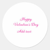 Happy Valentine's day pink text name message Ronde Sticker (Voorkant)