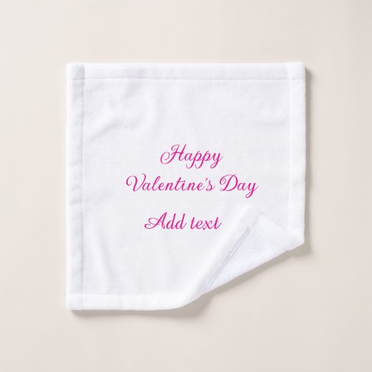 Happy Valentine's day pink text name message Washandje (Wasdoekje)