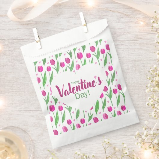 Happy Valentine's Day Pink Tulips Bedankzakje (Geknipt)