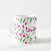 Happy Valentine's Day Pink Tulips Koffiemok (Voorkant links)