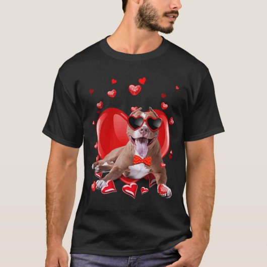 Happy Valentines Day Pit Bull Dog V Dag T-shirt (Voorkant)