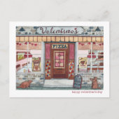 Happy Valentine's Day Pizza-Waterverf Feestdagenkaart (Voorkant)