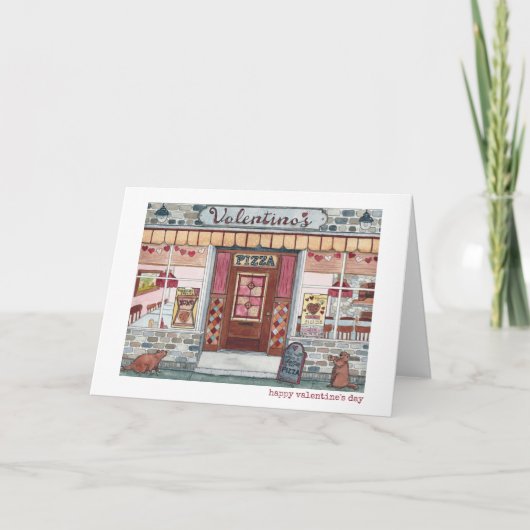 Happy Valentine's Day Pizza-Waterverf Kaart (Voorkant)