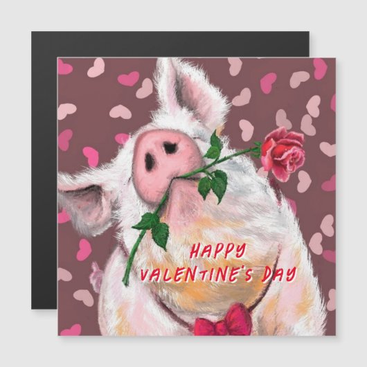 Happy Valentine's Day Playful Card Gentleman Pig (Voorkant / Achterkant)