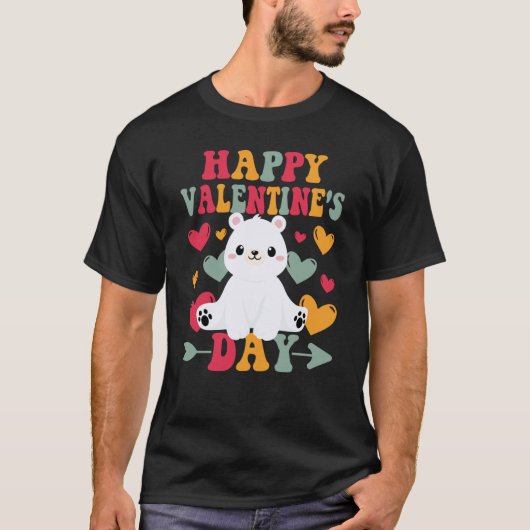 Happy Valentines Day Polar Beer Heart Love Groovy T-shirt (Voorkant)