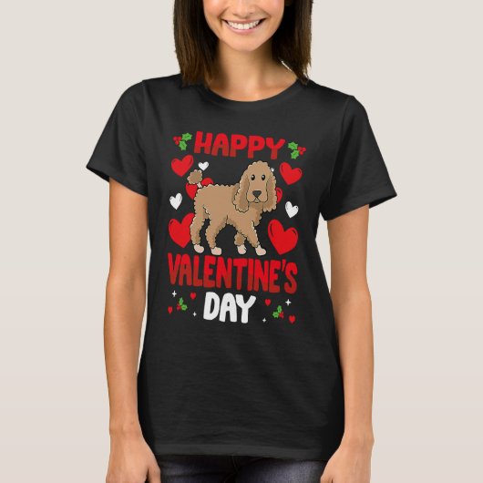 Happy Valentines Day Poodle Heart Love Animal T-shirt (Voorkant)
