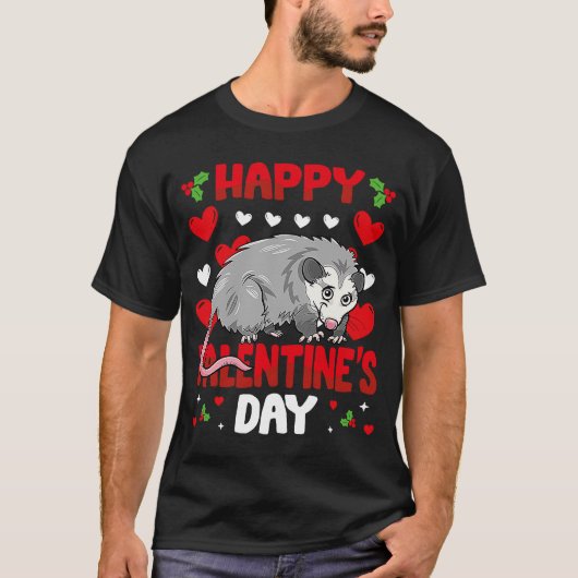 Happy Valentines Day Possum Heart Love Animal T-shirt (Voorkant)