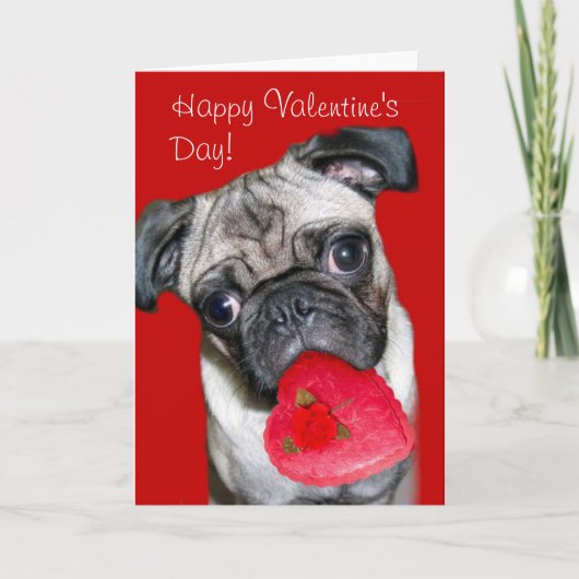Happy Valentine's Day Pug wenskaart Feestdagen Kaart (Voorkant)
