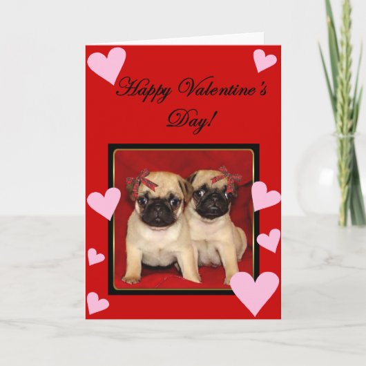 Happy Valentine's day Pugs greeting card Feestdagen Kaart (Voorkant)