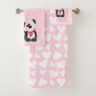Happy Valentines Day Puppy Hearts Pink Bad Handdoek