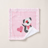 Happy Valentines Day Puppy Hearts Pink Bad Handdoek (Wasdoekje)