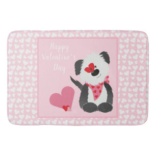 Happy Valentines Day Puppy Hearts Pink Badmat