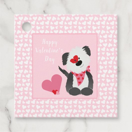 Happy Valentines Day Puppy Hearts Pink Bedankjes Labels (Voorkant)
