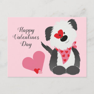 Happy Valentines Day Puppy Hearts Pink Briefkaart