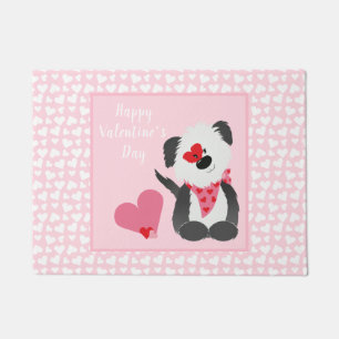 Happy Valentines Day Puppy Hearts Pink Deurmat