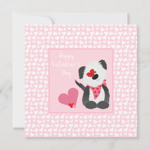 Happy Valentines Day Puppy Hearts Pink Kaart