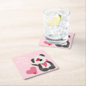 Happy Valentines Day Puppy Hearts Pink Kartonnen Onderzetters (Insitu)