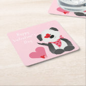 Happy Valentines Day Puppy Hearts Pink Kartonnen Onderzetters (Schuin)