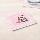 Happy Valentines Day Puppy Hearts Pink Kartonnen Onderzetters (Schuin)