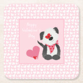 Happy Valentines Day Puppy Hearts Pink Kartonnen Onderzetters (Voorkant)
