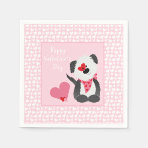 Happy Valentines Day Puppy Hearts Pink Servet
