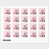 Happy Valentines Day Puppy Hearts Pink Vierkante Sticker (Vel)
