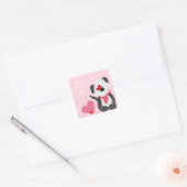 Happy Valentines Day Puppy Hearts Pink Vierkante Sticker (Envelop)