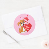 Happy Valentine's Day Puppy Ronde Sticker (Envelop)