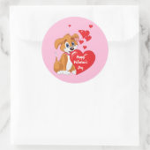 Happy Valentine's Day Puppy Ronde Sticker (Tas)