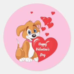 Happy Valentine's Day Puppy   Ronde Sticker