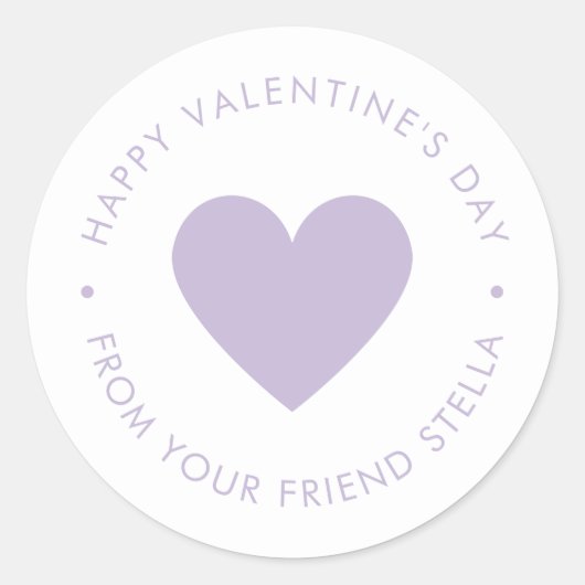 Happy Valentine's Day Purple Heart  Ronde Sticker (Voorkant)