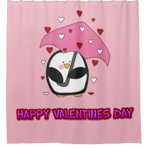 Happy Valentines Day Raining Hearts Douchegordijn
