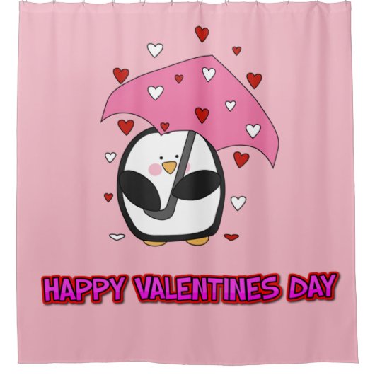 Happy Valentines Day Raining Hearts Douchegordijn (Voorkant)