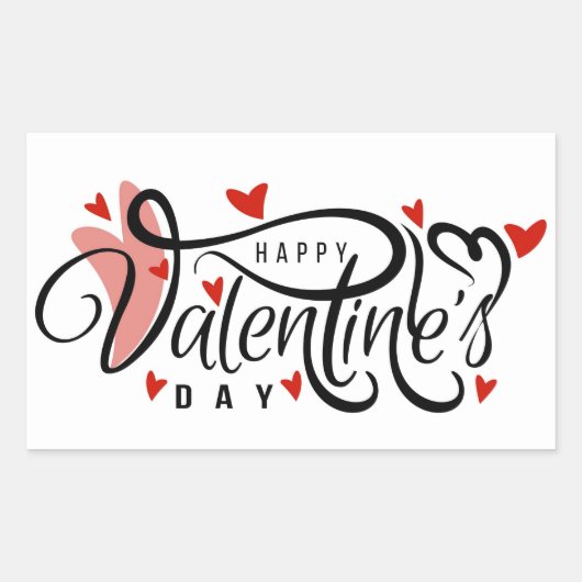 Happy Valentine's Day Rechthoekige Sticker (Voorkant)