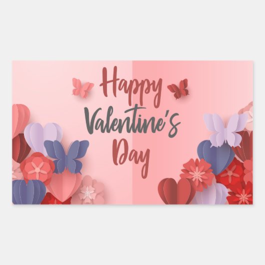 Happy Valentines Day Rechthoekige Sticker (Voorkant)