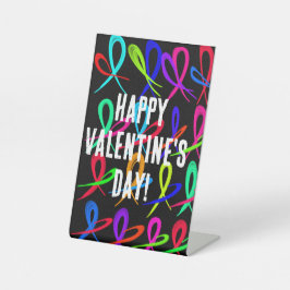 Happy Valentine's Day Reclamebord Met Voetstuk