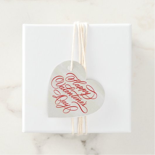 Happy Valentines Day Red Calligraphy Design  Bedankjes Labels (In situ)