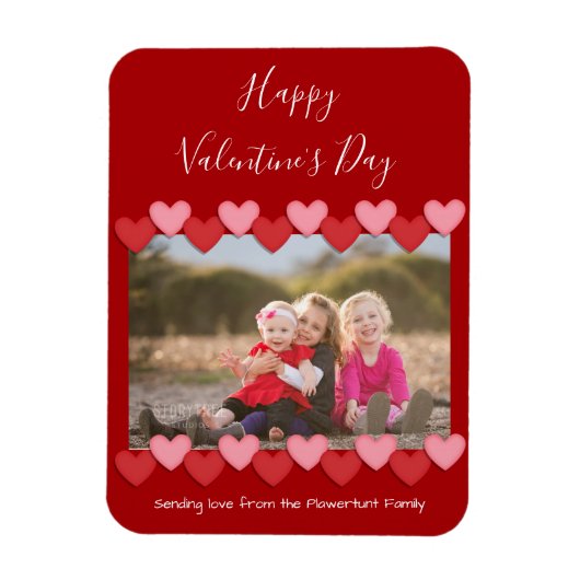 Happy Valentines Day Red Family Foto Magneet (Verticaal)