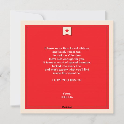 Happy Valentine's Day Red Flat Card Feestdagenkaart (Achterkant)