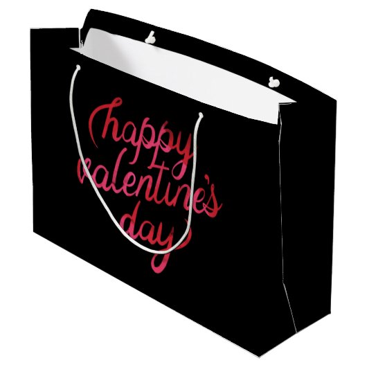 Happy Valentines Day Red Folie script romanc Groot Cadeauzakje (Achterkant Gekanteld)
