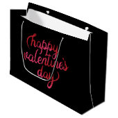 Happy Valentines Day Red Folie script romanc Groot Cadeauzakje (Voorkant Gekanteld)
