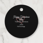 Happy Valentine's day red glitter heart black name Bedankjes Labels (Achterkant)