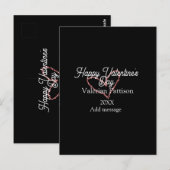 Happy Valentine's day red glitter heart black name Briefkaart (Voorkant / Achterkant)
