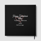 Happy Valentine's day red glitter heart black name Gastenboek (Achterkant)