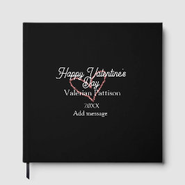 Happy Valentine's day red glitter heart black name Gastenboek