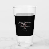 Happy Valentine's day red glitter heart black name Glas (Voorkant)