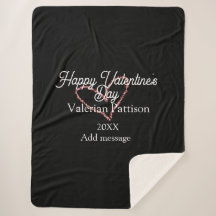 Happy Valentine's day red glitter heart black name